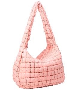 Puffy Quilted Nylon Large Shoulder bag Hobo NQ129 PINK